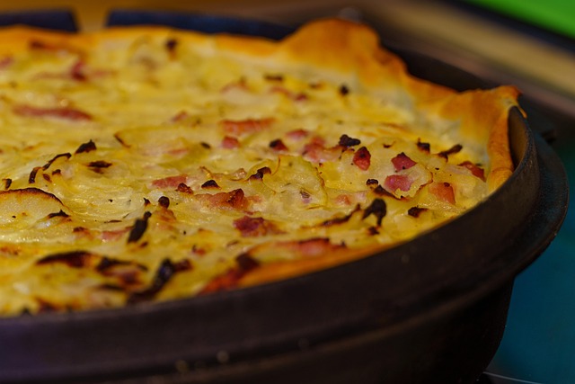 A Dutch oven filled with simmering stamppot, ready to serve.